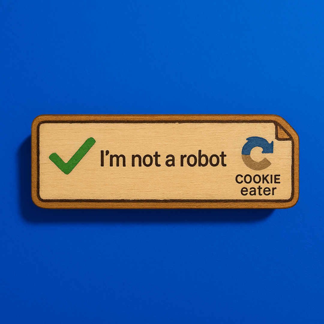 ✅ I’m Not a Robot Wooden Pin