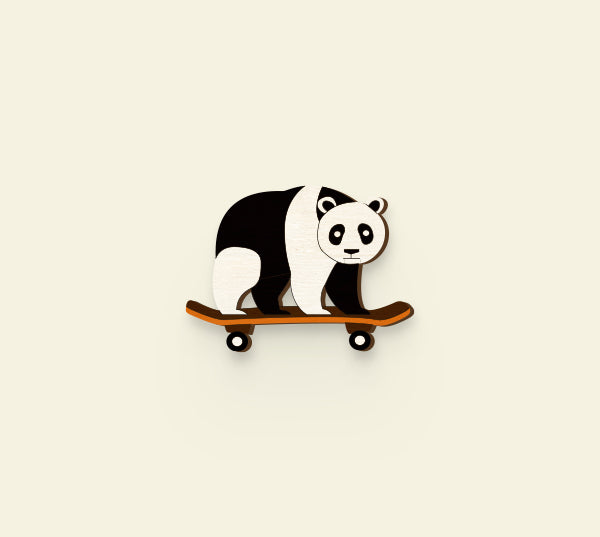 Panda On Skateboard Pin